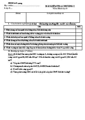 Bài kiểm tra chương I môn Hình học 8